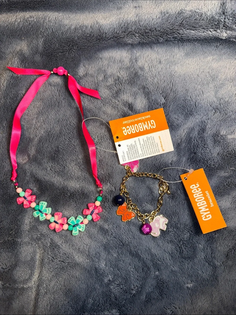 Gymboree Butterflies Beaded Necklace and Gold-Tone Charm Bracelet, Set